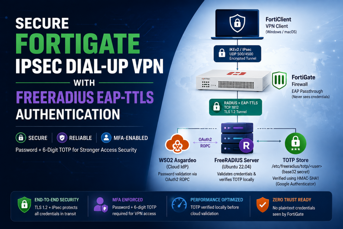 Secure FortiGate IPsec dial-up VPN with FreeRADIUS EAP-TTLS authentication